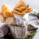 La traditionnelle recette de fish and chips mais avec des frites de Ratte du Touquet