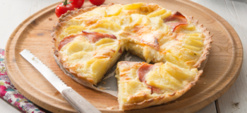 Quiche au fromage à raclette, bacon et pommes de terre Ratte du Touquet