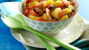 Salade de saumon fumée mariné à l'aneth et pommes de terre